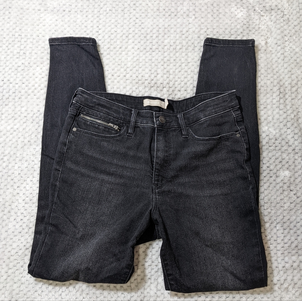 Athleta Black Denim Jeans with Zipper Coin Pocket and Zipper Detail on Ankle 8
